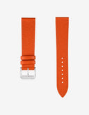 Orange leather men's watch strap with silver buckle, premium OM Tempus accessory