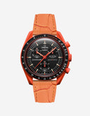 Orange luxury men's chronograph watch with black dial and tachymeter from OM Tempus