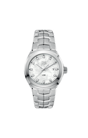 Stainless steel men’s luxury watch with silver link bracelet and diamond hour markers