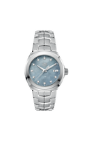 Silver men's watch with blue dial and diamond markers, Old Million® luxury design