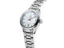 Luxury men's stainless steel watch with white dial and diamond hour markers by OM Tempus