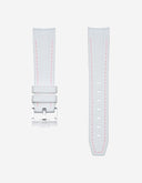 Curved Vertech Rubber Strap - White & Pink Stitches - OM Luxury