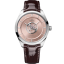 Omega De Ville Tourbillon men's watch with rose dial and brown leather strap
