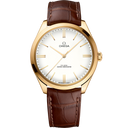 Omega De Ville Tresor Co‑Axial Master Chronometer gold men's watch with brown leather strap