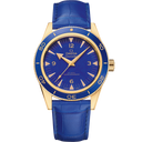 Omega Seamaster 300 Co-Axial Master Chronometer 41mm gold watch with blue dial and strap