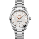 Omega Seamaster Aqua Terra 150m men’s watch, stainless steel, silver dial, rose gold hands, luxury timepiece from OM Tempus