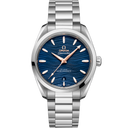 Omega Seamaster Aqua Terra 150M men's watch with blue wave dial and stainless steel bracelet