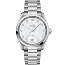 Omega Seamaster Aqua Terra men's watch with white mother-of-pearl dial and diamond markers