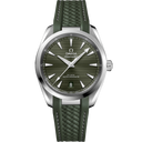 Omega Seamaster Aqua Terra 150M men's watch with green dial and rubber strap, luxury timepiece