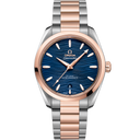 Omega Seamaster Aqua Terra 150M men's watch with blue wave dial, rose gold and steel bracelet