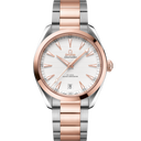 Omega Seamaster Aqua Terra 150M men's watch with rose gold and silver bracelet, white dial