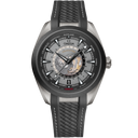 Omega Seamaster Aqua Terra Worldtimer men’s watch with black textured strap and world map dial