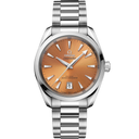 Omega Seamaster Aqua Terra men's watch with sunburst copper dial and stainless steel bracelet