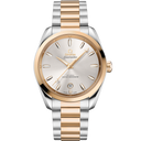 Omega Seamaster Aqua Terra two-tone men's luxury watch, silver dial, gold stainless steel bracelet