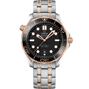 Omega Seamaster Diver 300m men’s watch with black dial, rose gold and stainless steel bracelet