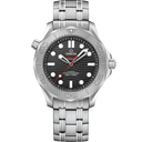 Omega Seamaster Diver 300M men’s watch with stainless steel bracelet and black wave dial