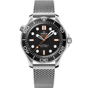Omega Seamaster Diver 300m men’s watch with black dial and stainless steel mesh strap