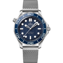 Omega Seamaster Diver 300M men’s watch with blue dial and stainless steel mesh bracelet
