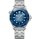 Omega Seamaster Diver 300M men's watch with blue dial and silver steel bracelet, luxury design