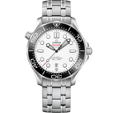 Omega Seamaster Diver 300M men's watch with white wave dial and stainless steel bracelet