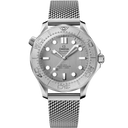 Omega Seamaster Diver 300M men's watch with silver dial and mesh bracelet, luxury design