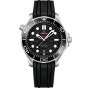 Omega Seamaster Diver 300M men's watch with black dial, rubber strap, stainless steel case