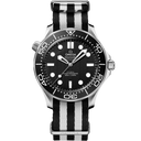 Omega Seamaster Diver 300M men’s watch with black wave dial and black-white NATO strap