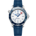 Omega Seamaster Diver 300M Co-Axial 42 mm men's watch with blue bezel and white dial from OM Tempus