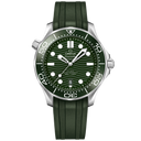 Omega Seamaster Diver 300m green dial men's watch with rubber strap, luxury design