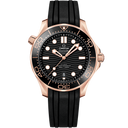 Omega Seamaster Diver 300M men’s watch, black dial, rose gold case, black rubber strap
