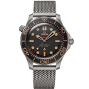 Omega Seamaster Diver 300M men's watch with mesh bracelet, black dial, orange markers
