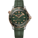 Omega Seamaster Diver 300M green dial men's luxury watch with rubber strap and gold accents