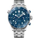 Omega Seamaster Diver 300M Co-Axial Master Chronometer men's watch with blue dial and stainless steel bracelet