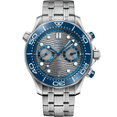 Omega Seamaster Diver 300M Co-Axial chronograph men's watch with blue bezel and steel bracelet