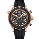 Omega Seamaster Diver 300M Co‑Axial Master Chronometer men’s watch with black dial and rose gold case