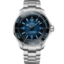 Omega Seamaster Planet Ocean 6000M Ultra Deep men's dive watch with blue dial, stainless steel bracelet