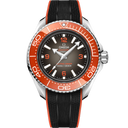 Omega Seamaster Planet Ocean 6000M Ultra Deep men's dive watch with orange bezel and black strap