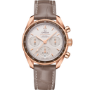 Omega Speedmaster 38mm rose gold men’s chronograph watch with brown leather strap