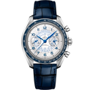 Omega Speedmaster Chronoscope men's watch with blue leather strap and silver chronograph dial