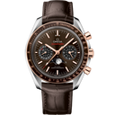 Omega Speedmaster Moonphase men's watch with brown dial and leather strap, luxury chronograph