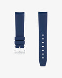 Blue rubber watch strap for Omega x Swatch MoonSwatch, stainless steel buckle